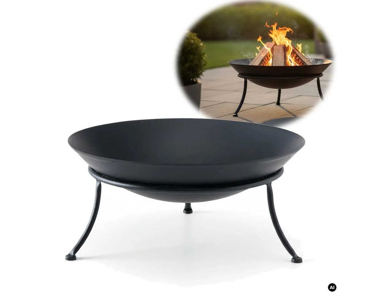 LS-LebenStil Feuerschale XL Eisen Schwarz 47cm - Bild 2