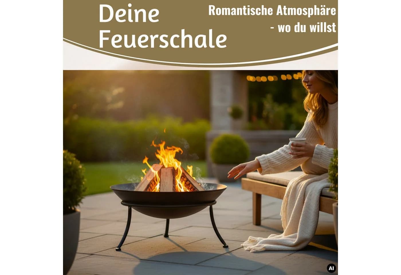 LS-LebenStil Feuerschale XL Eisen Schwarz 47cm - Bild 4