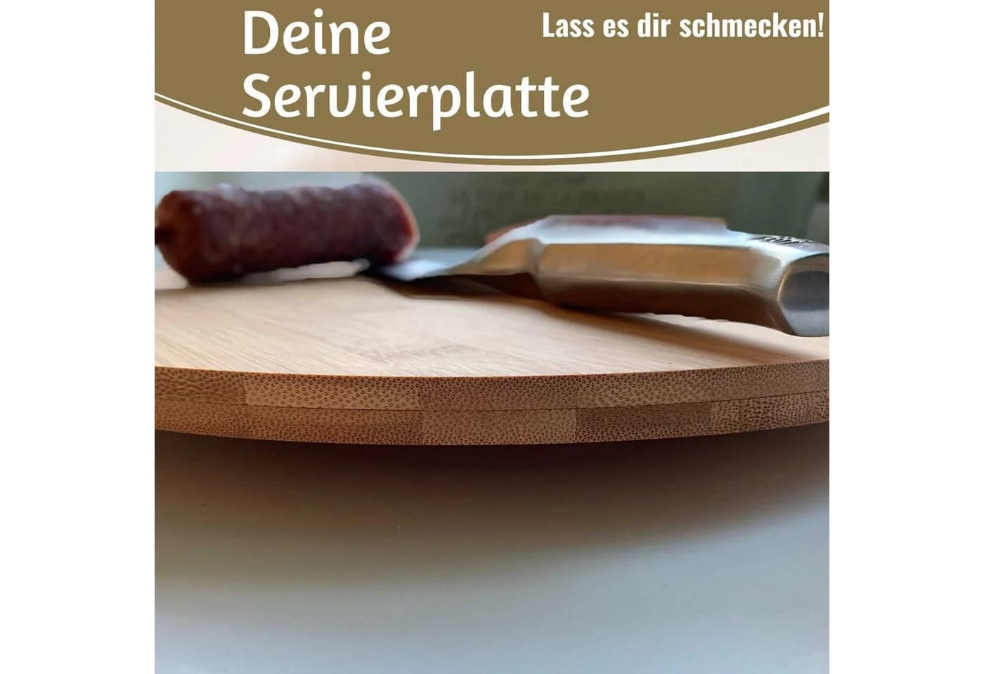 LS-LebenStil Bambus Servierteller 35cm Braun Drehbar - Bild 4