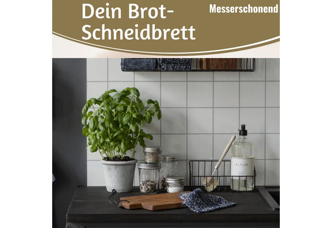 LS-LebenStil Schneidebrett mit Griff Akazie Braun - Bild 5