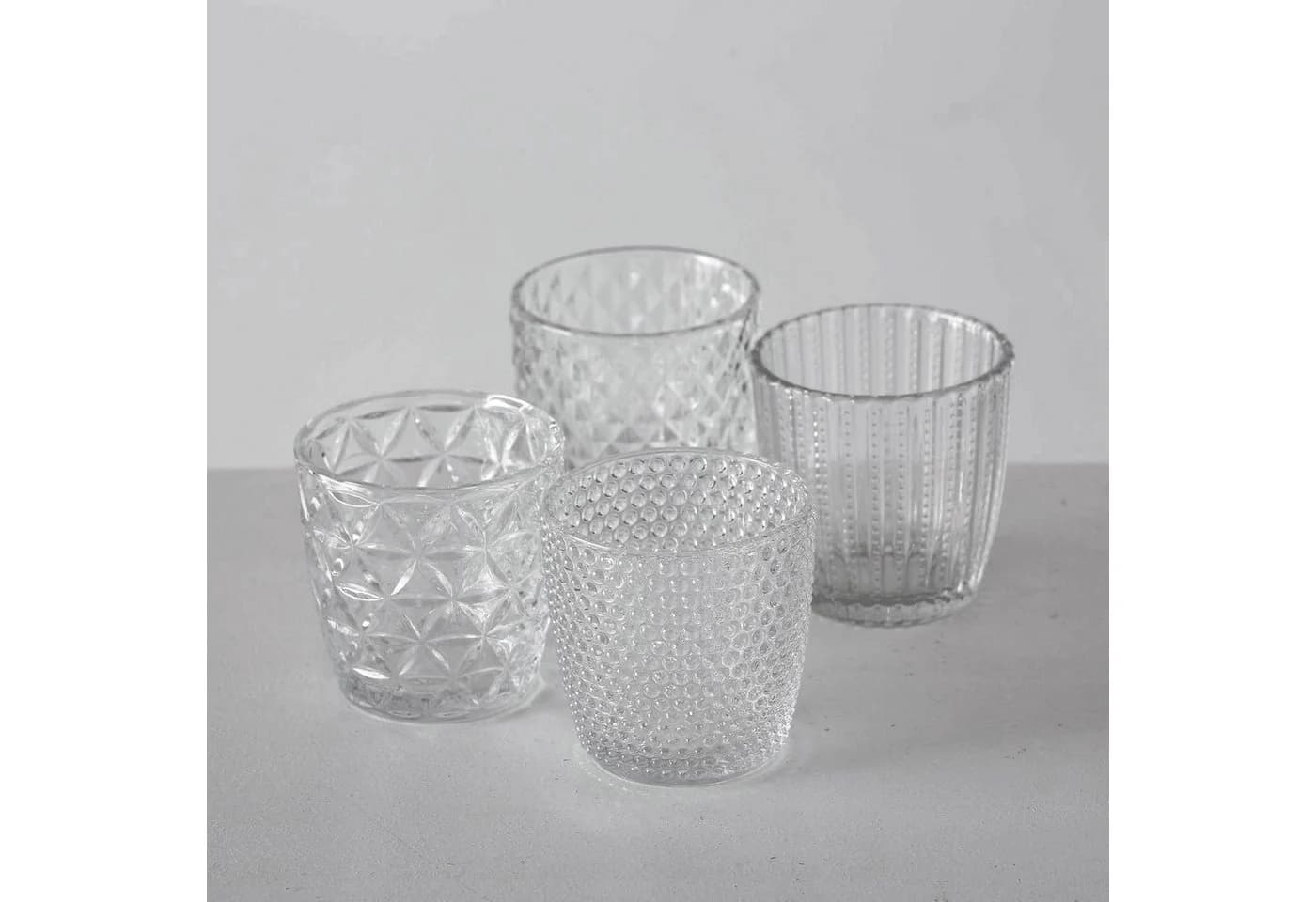 LS-LebenStil Teelichthalter 4er Set Retro Weiß Klar Glas - Bild 4