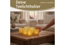 LS-LebenStil Teelichthalter 6er Set Glas Retro Gelb Weiß Kristall Ornament Bild 5