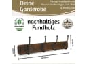 LS-LebenStil Wandgarderobe Teak Holz 60cm 4/8 Haken Braun Bild 1