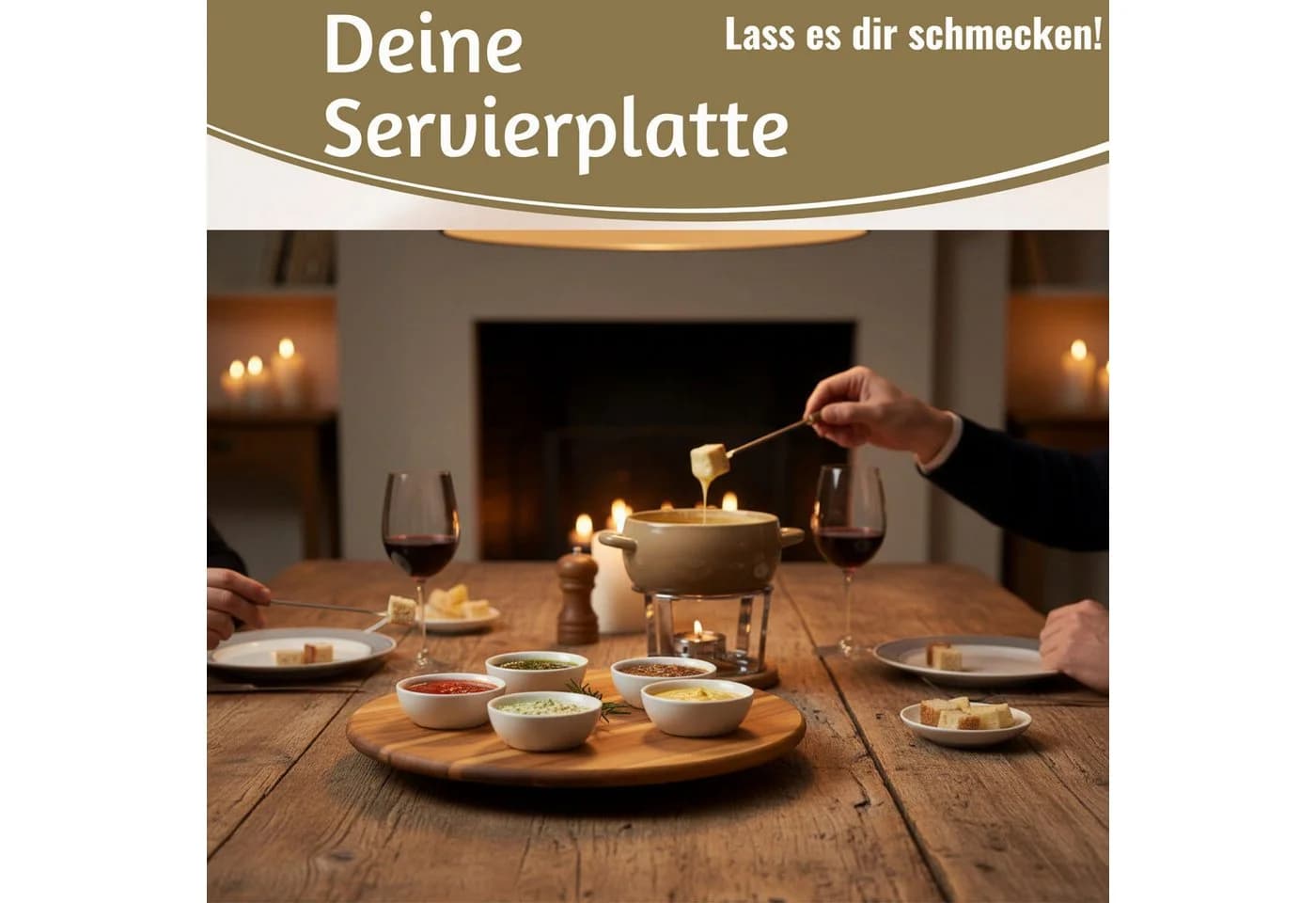 LS-LebenStil Servierplatte Holz Drehbar 40cm Akazie Braun - Bild 4