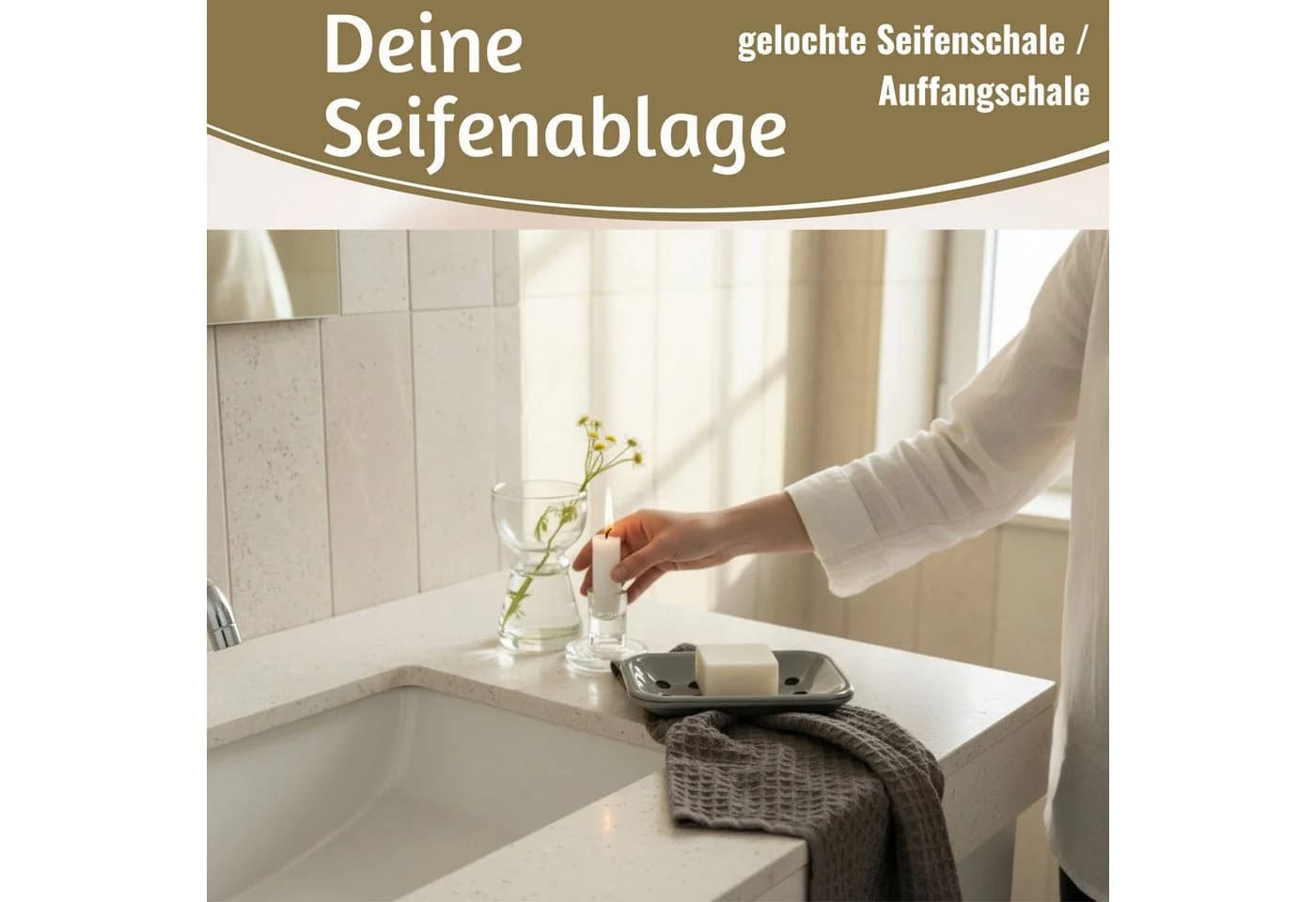 LS-LebenStil Seifenschale Emaille Grau 2-tlg. mit Ablauf - Bild 5