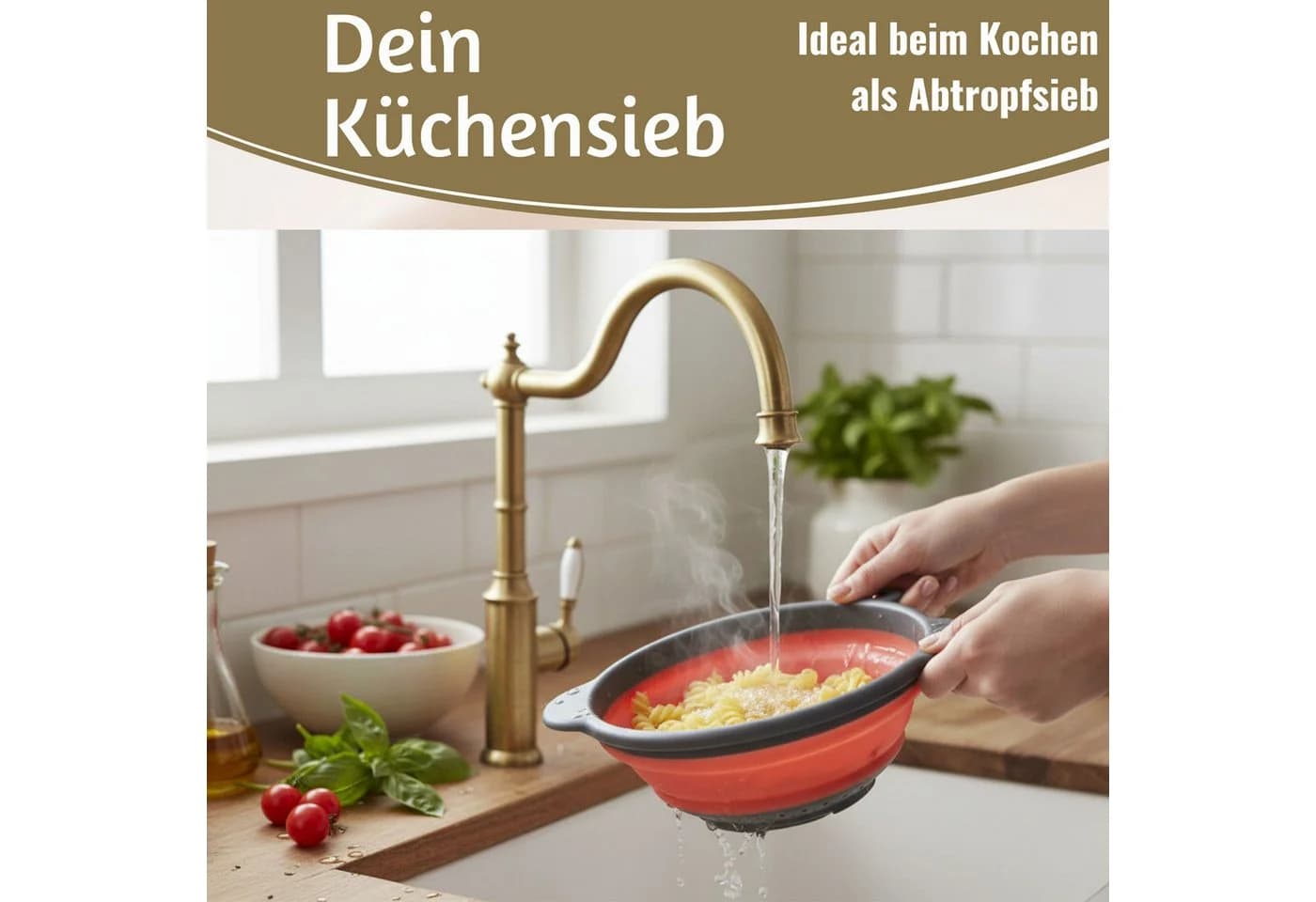 LS-LebenStil Faltbares Küchensieb Grau/Grün TPR Kunststoff - Bild 3