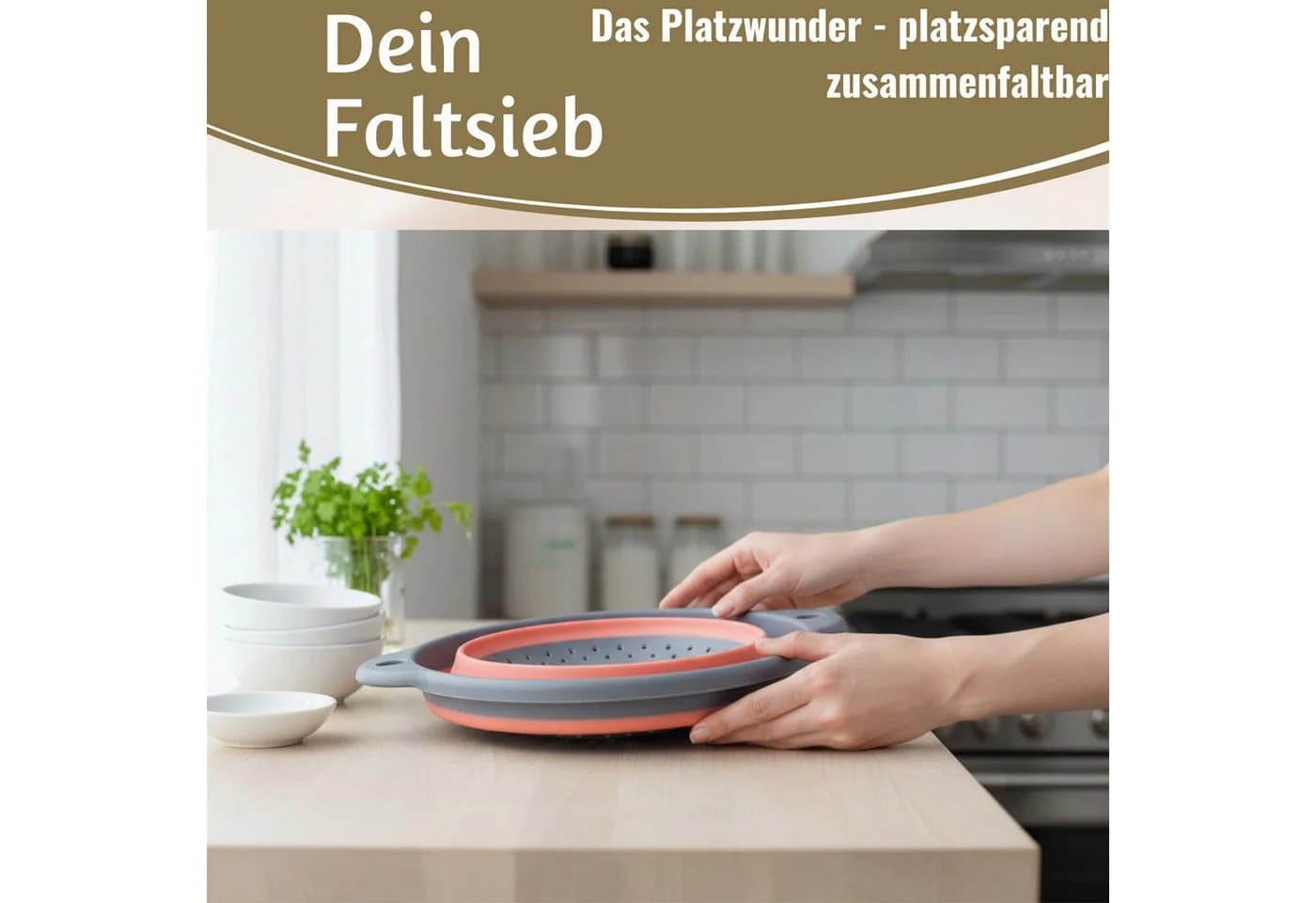 LS-LebenStil Faltbares Küchensieb Grau/Grün TPR Kunststoff - Bild 5