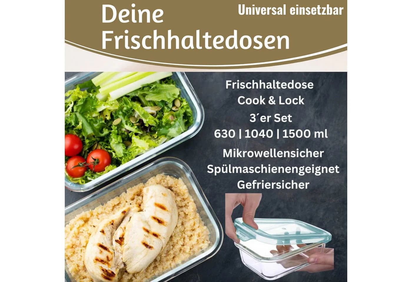 LS-LebenStil Frischhaltedosen Set Glas 3-tlg. Borosilikat - Bild 3