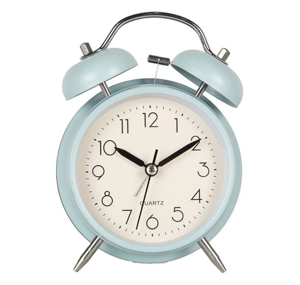 LS-LebenStil Glockenwecker Retro Metall Blau Silber Vintage