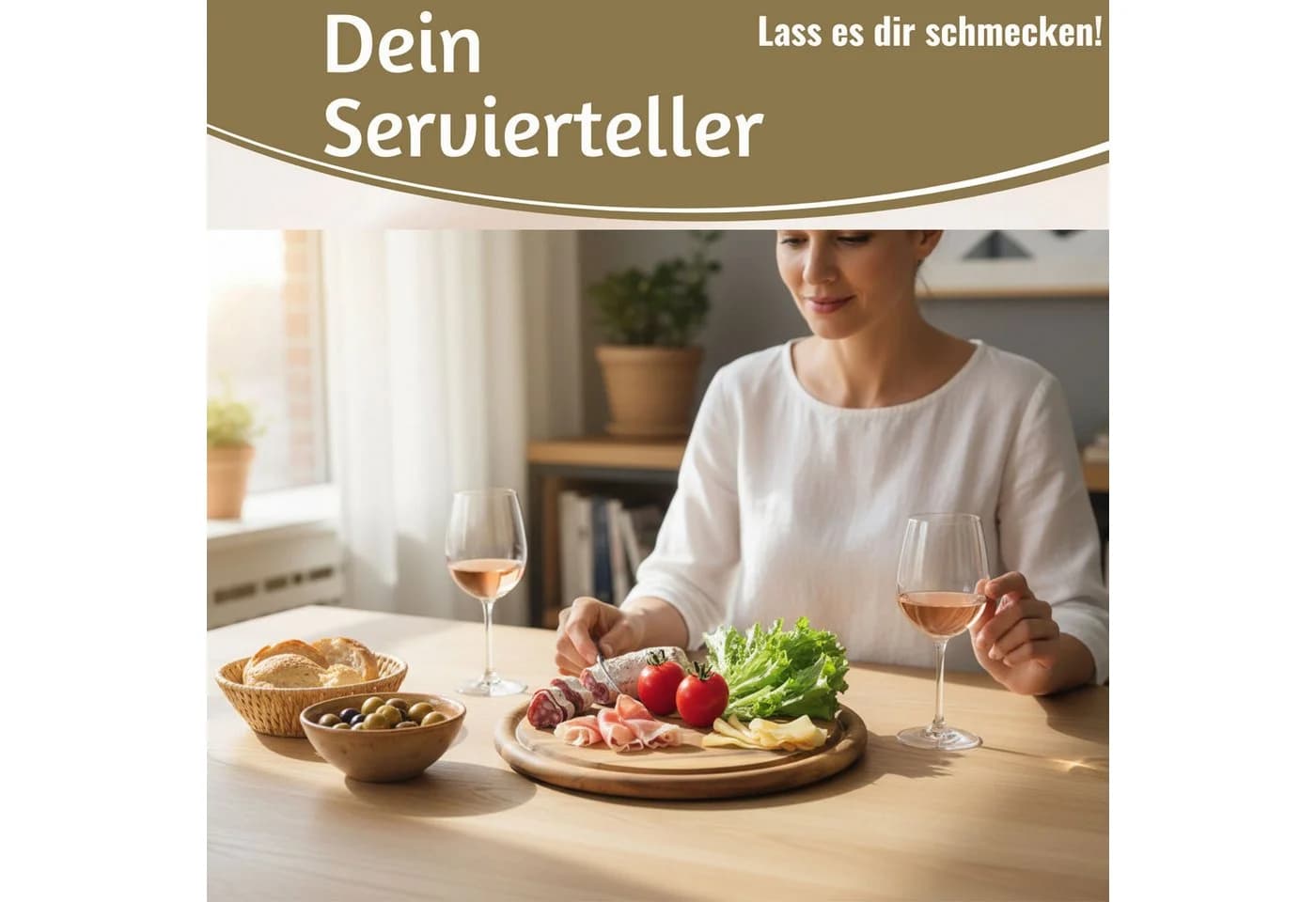 LS-LebenStil Servierbrett Set 4x Akazienholz Rund Braun - Bild 4