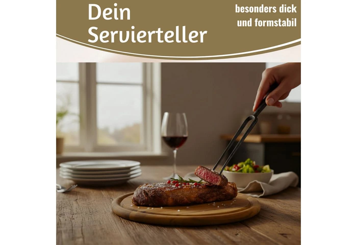 LS-LebenStil Servierbrett Set 6x Akazienholz Rund Braun - Bild 5