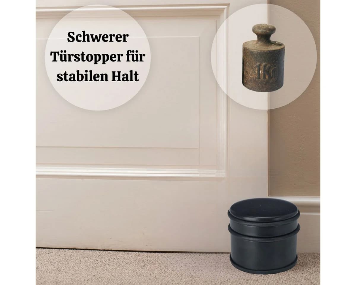 LS-LebenStil Türstopper Premium Schwarz Matt 9cm 1,1 kg - Bild 5