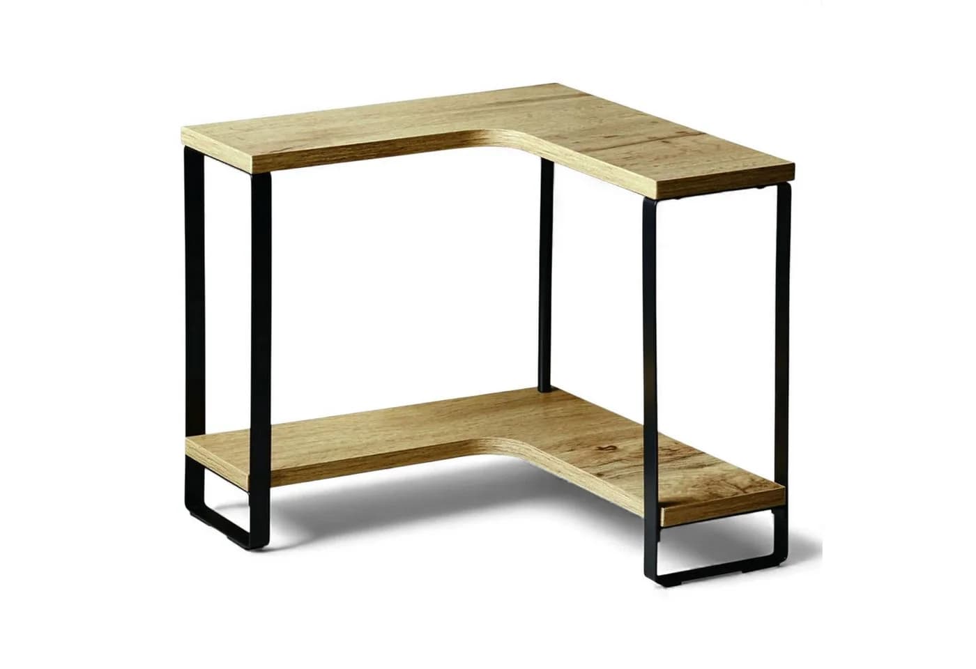 LS-LebenStil Eckregal Braun/Schwarz Holz Metall 2 Ebenen