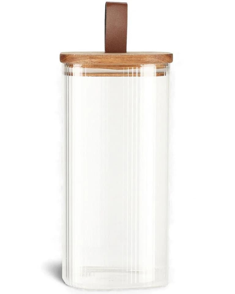 LS-LebenStil Vorratsdose Glas mit Holzdeckel Luftdicht