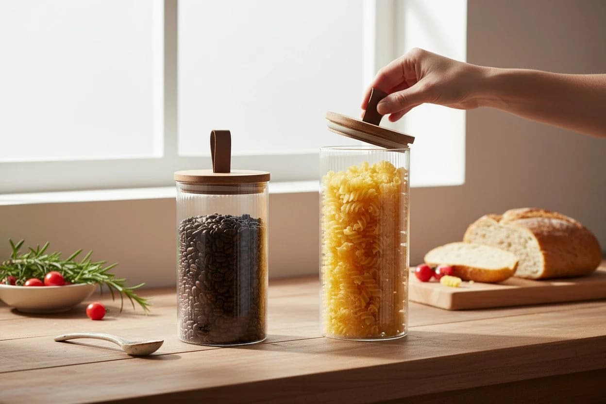 LS-LebenStil Vorratsdose Glas mit Holzdeckel Luftdicht - Bild 5