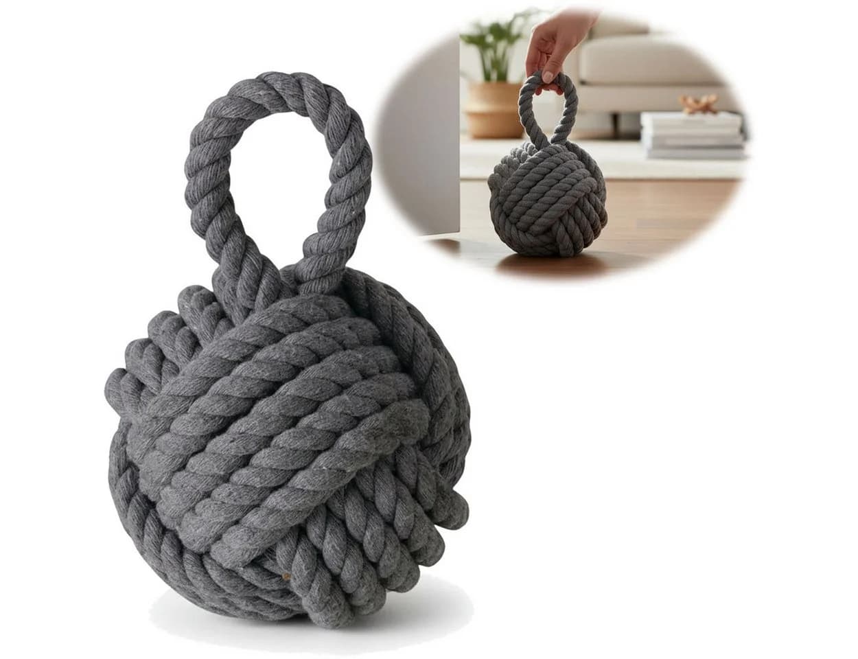 LS-LebenStil Bodentürstopper Malmö 23cm Grau Jute - Bild 2