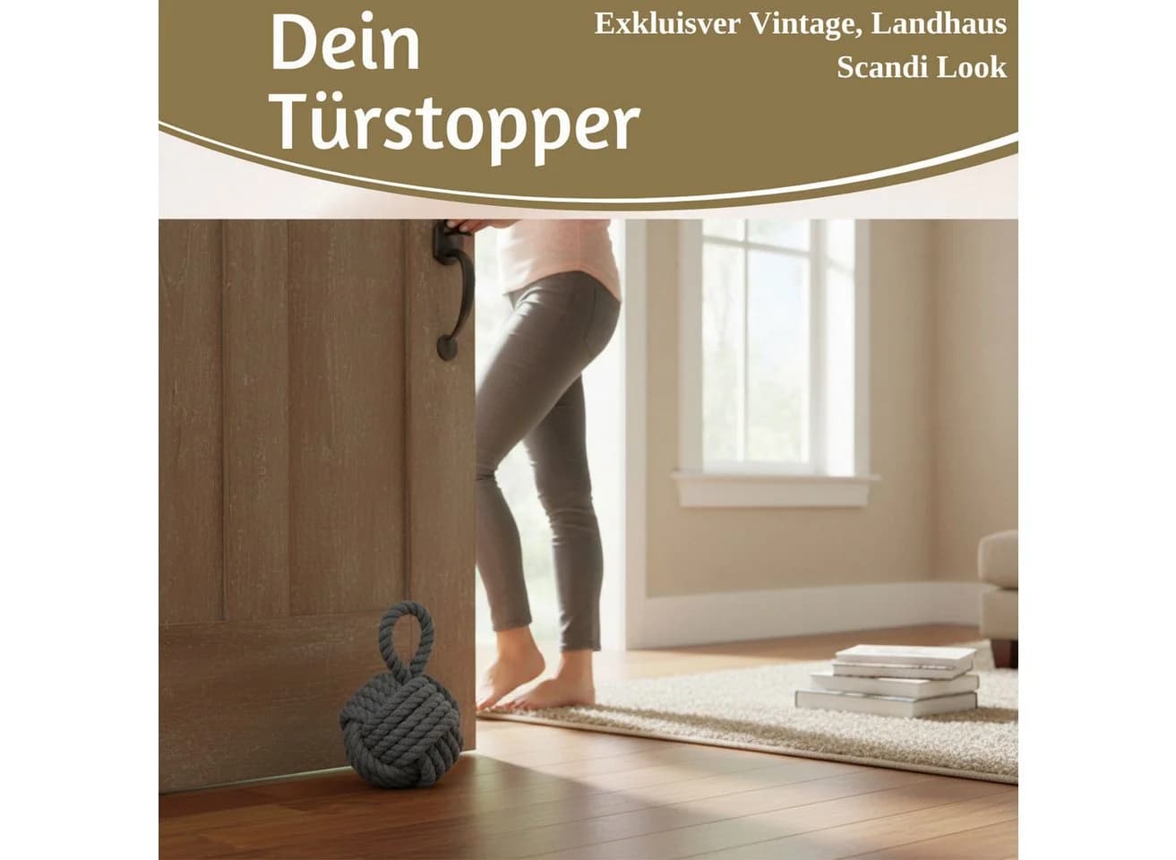 LS-LebenStil Bodentürstopper Malmö 23cm Grau Jute - Bild 3