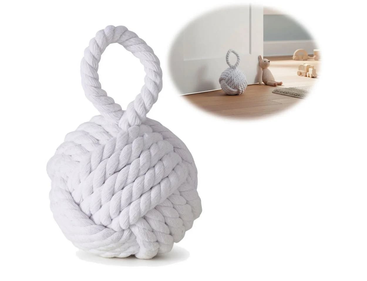 LS-LebenStil Bodentürstopper Malmö 23cm Weiß Jute Knoten - Bild 2