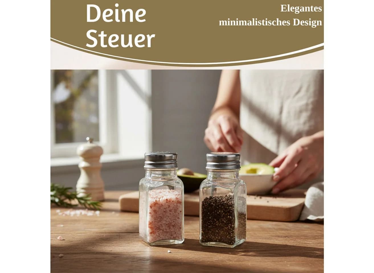 LS-LebenStil Salz- / Pfefferstreuer Set Glas Edelstahl Silber Transparent - Bild 5