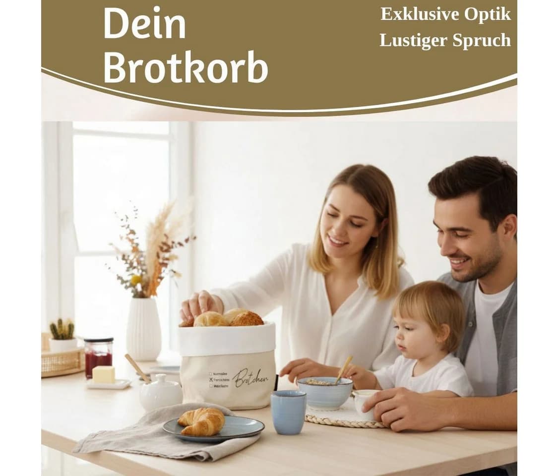 LS-LebenStil Brotkorb Baumwolle Rund Beige/Weiß - Bild 4