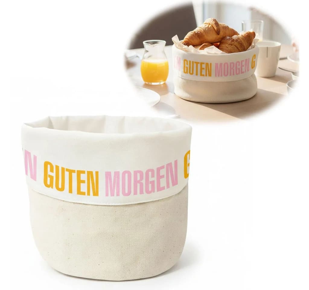 LS-LebenStil Brotkorb Baumwolle Creme-Weiß mit Slogan - Bild 2