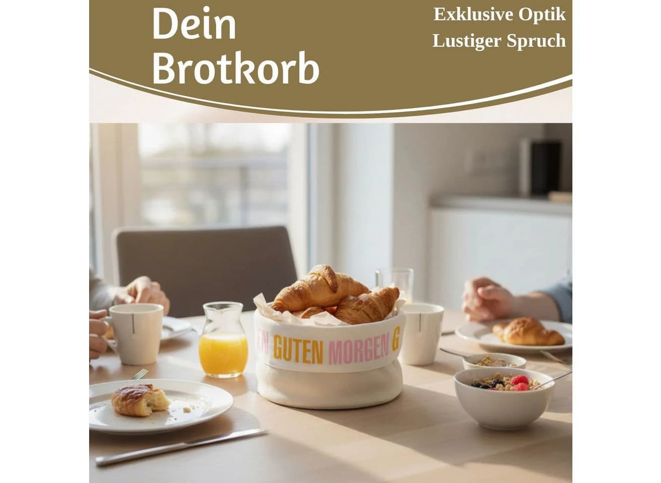 LS-LebenStil Brotkorb Baumwolle Creme-Weiß mit Slogan - Bild 4