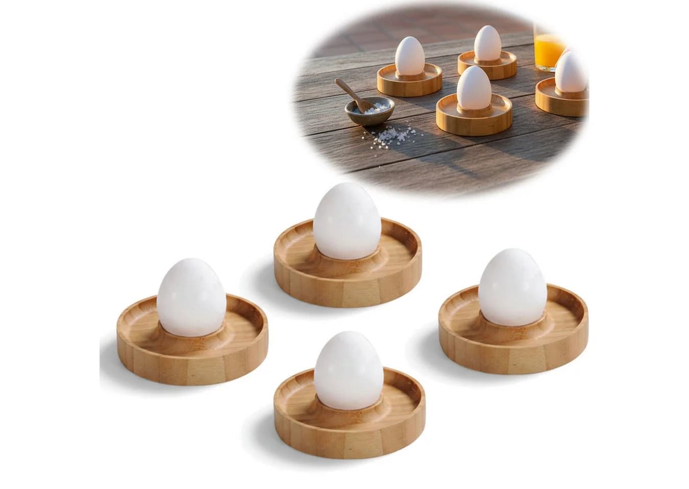 LS-LebenStil Eierbecher 4er Set Bambus Braun Natürliche Optik - Bild 2