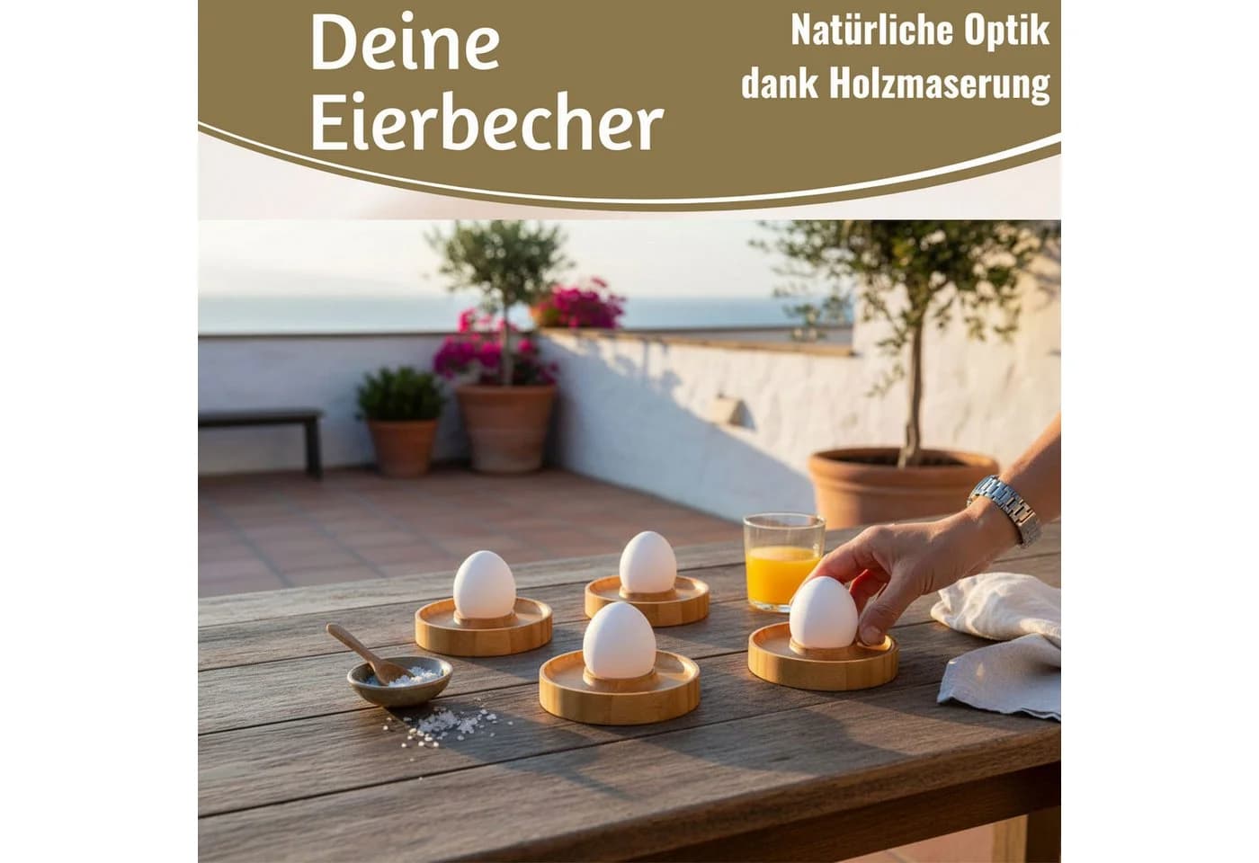 LS-LebenStil Eierbecher 4er Set Bambus Braun Natürliche Optik - Bild 3