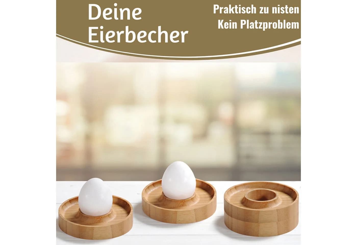 LS-LebenStil Eierbecher 4er Set Bambus Braun Natürliche Optik - Bild 5