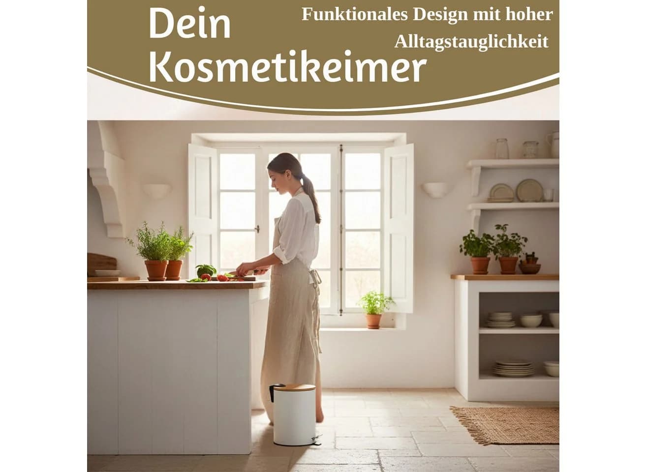 LS-LebenStil Tretmülleimer 3L Soft Close Weiß Matt Rund - Bild 5