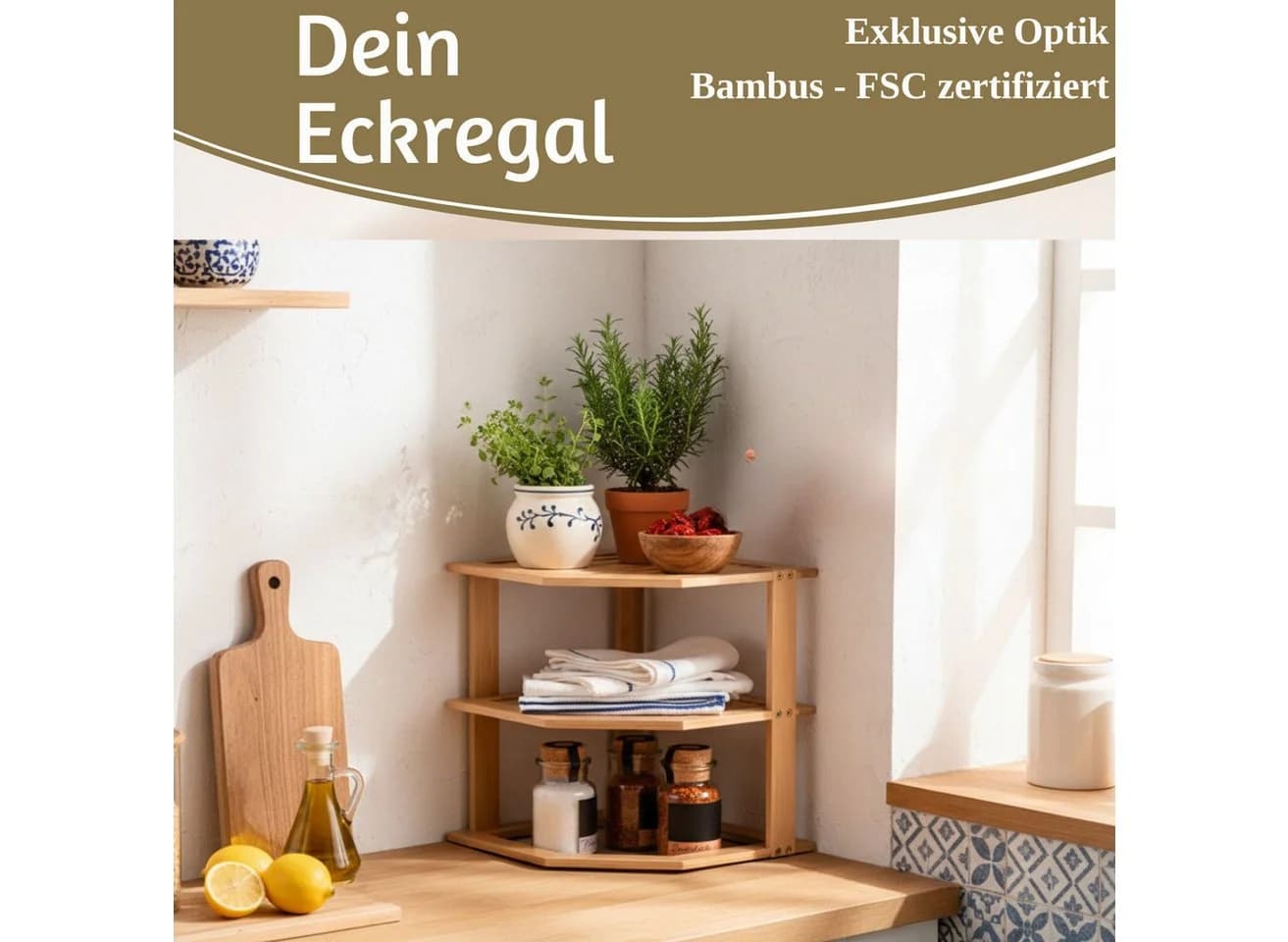 LS-LebenStil Eckregal Braun Holz Modern 3 Ablagen - Bild 3