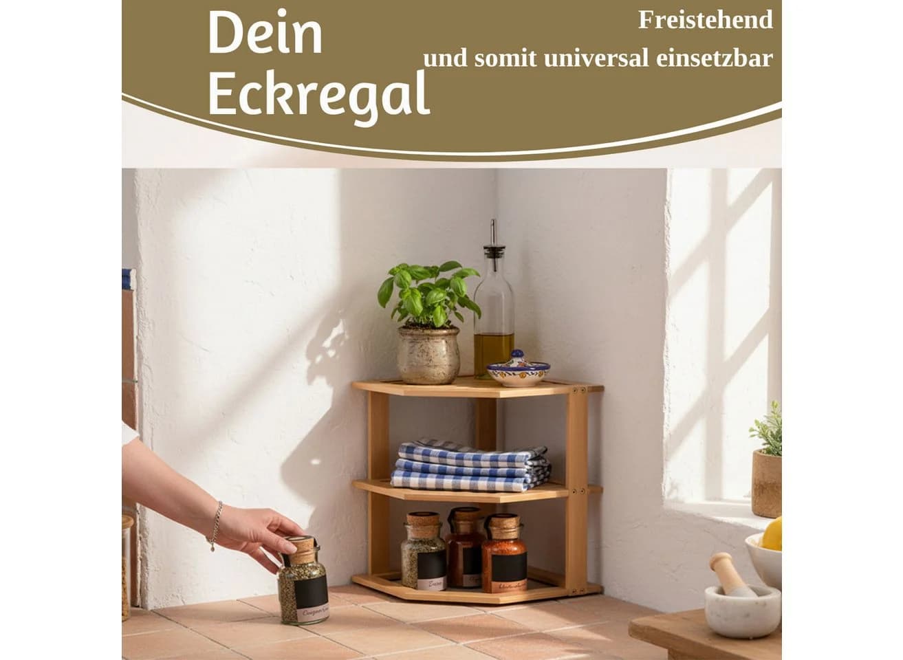 LS-LebenStil Eckregal Braun Holz Modern 3 Ablagen - Bild 5