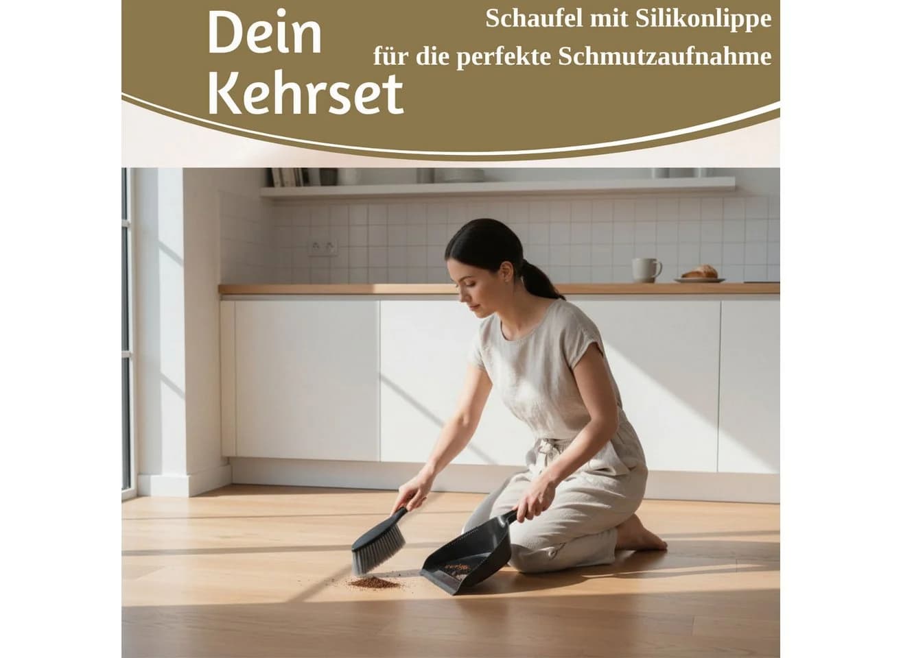 LS-LebenStil Kehrgarnitur Schwarz mit Click-System und Bambus-Griff - Bild 4