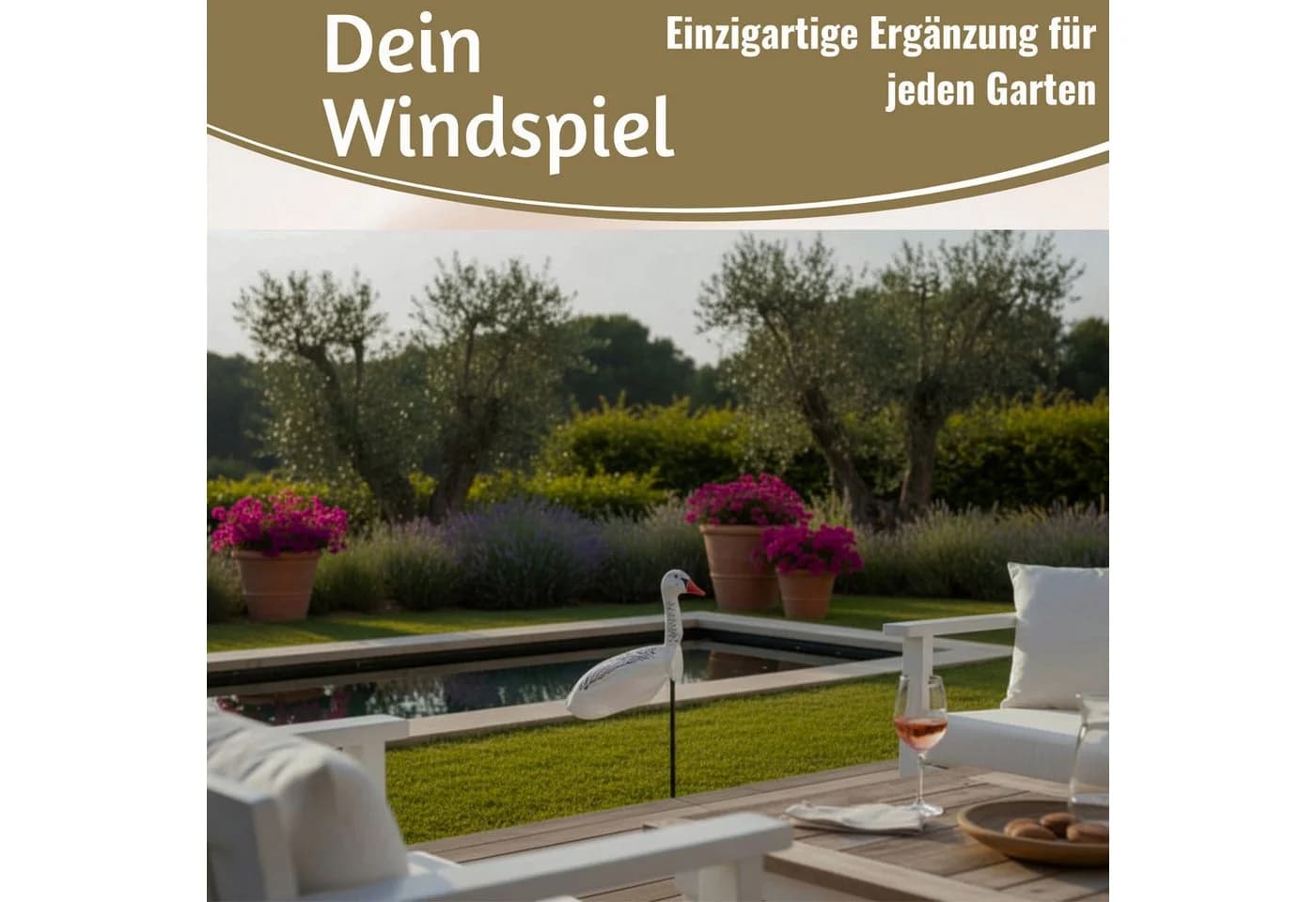 LS-LebenStil Windspiel Windgans Gertrude Wetterfeste Gartendeko - Bild 5