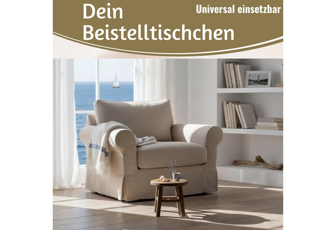 LS-LebenStil Blumenhocker Holz Maritim Ocean Deko Hocker Braun Gelb - Bild 5