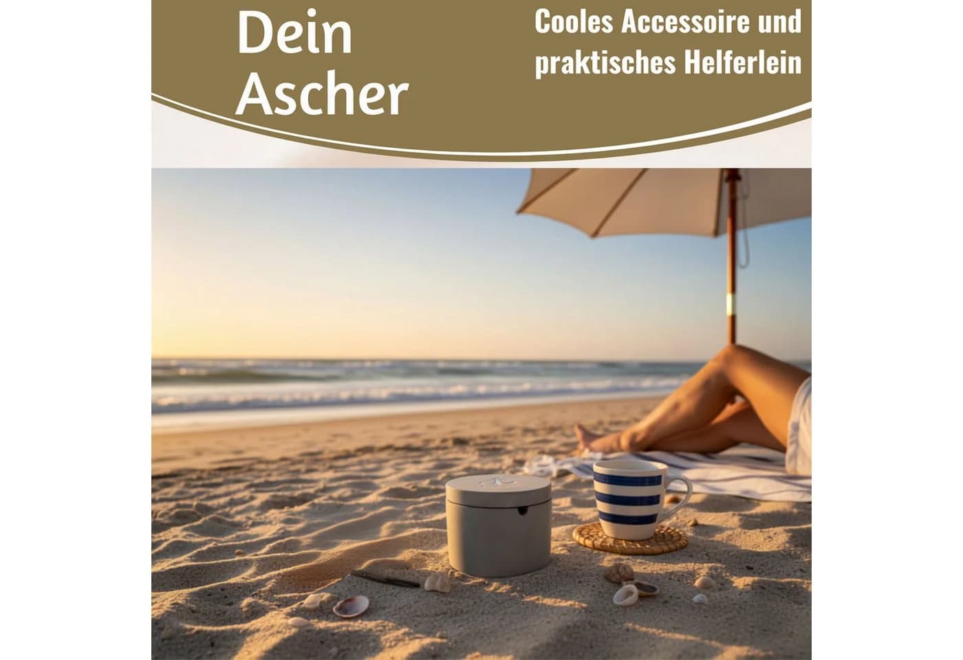 LS-LebenStil Windaschenbecher Grau mit Deckel Anker-Motiv Keramik - Bild 4