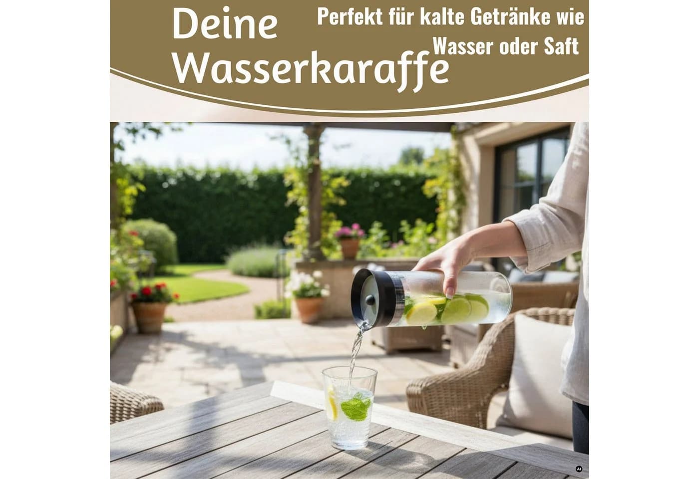 LS-LebenStil Wasserkaraffe 1L Borosilikatglas mit Sieb - Bild 5