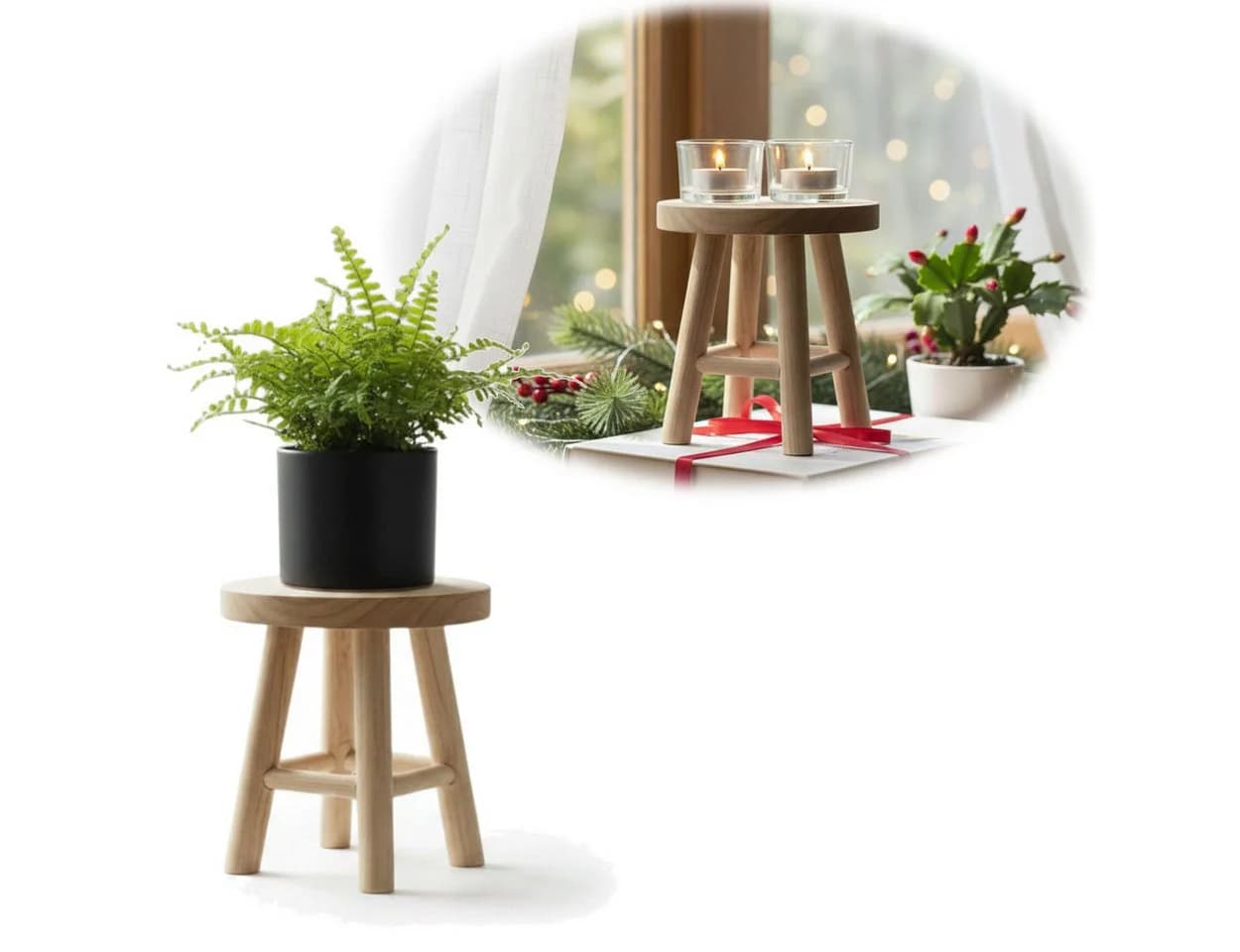 LS-LebenStil Blumenständer Teak Holz Rund Braun - Bild 2