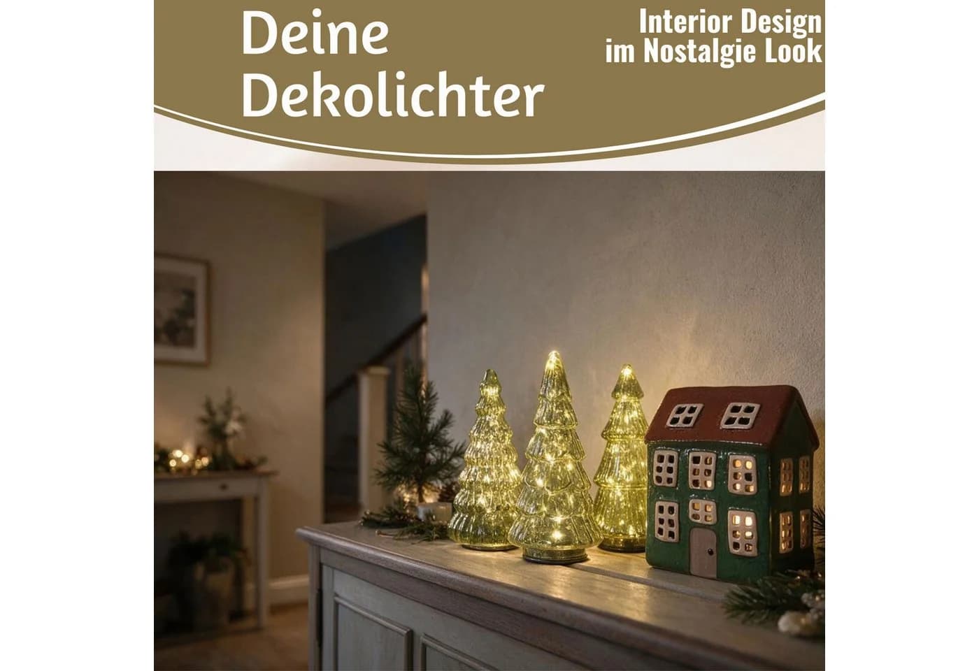 LS-LebenStil 3er Set LED Weihnachtsbäume Glas Grün mit Timer - Bild 4