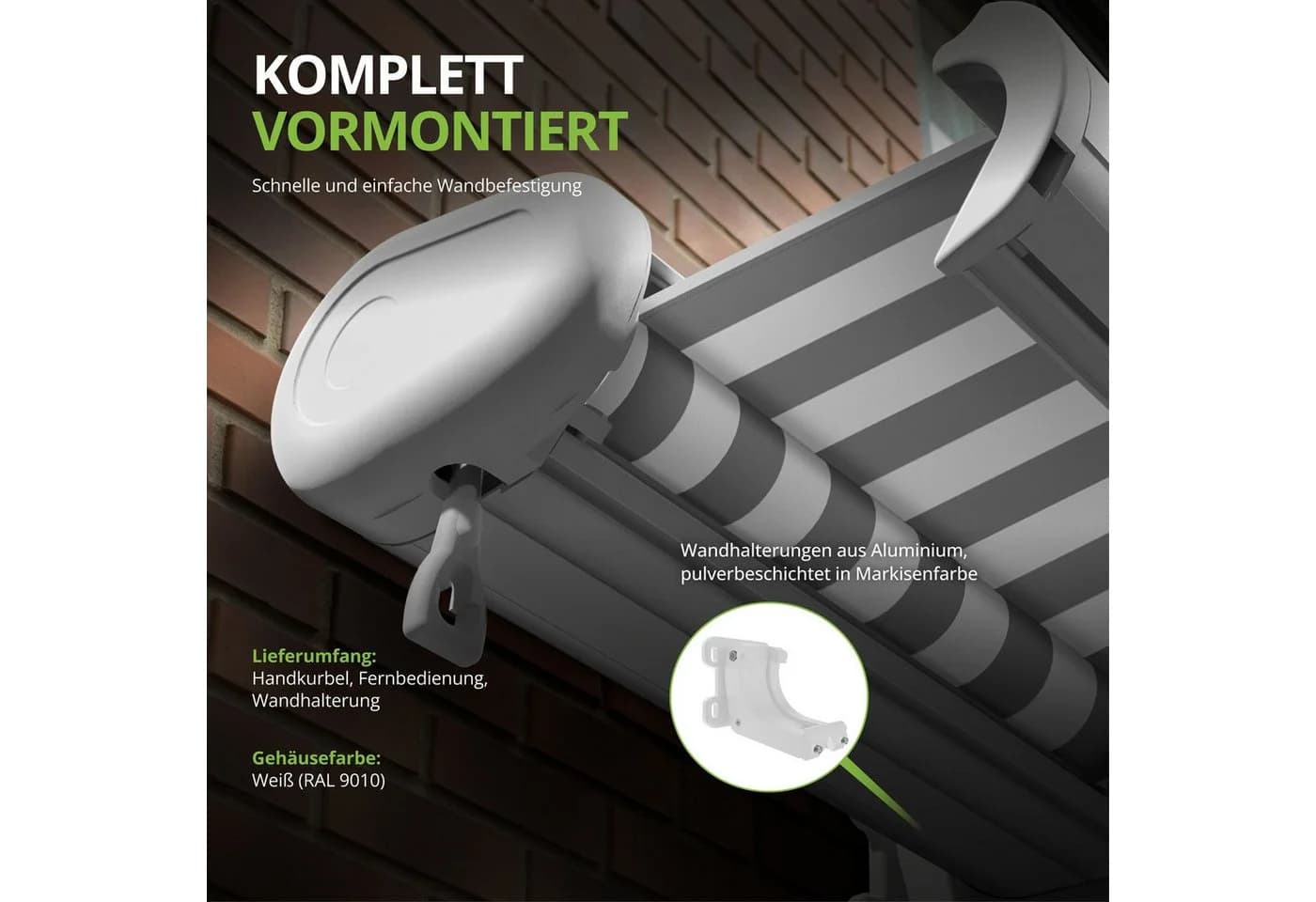 Eclipse Elektrische Vollkassettenmarkise Weiß Dooya-Motor - Bild 4