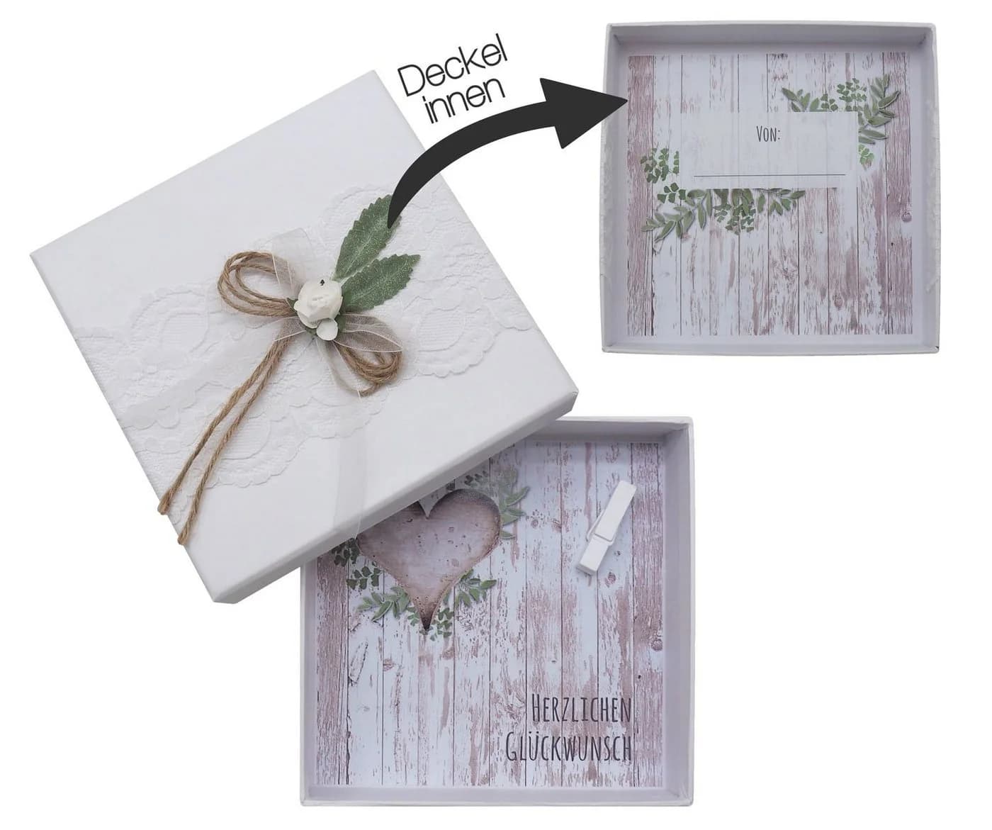 ZauberDeko Geschenkbox Geldgeschenk Vintage Weiß
