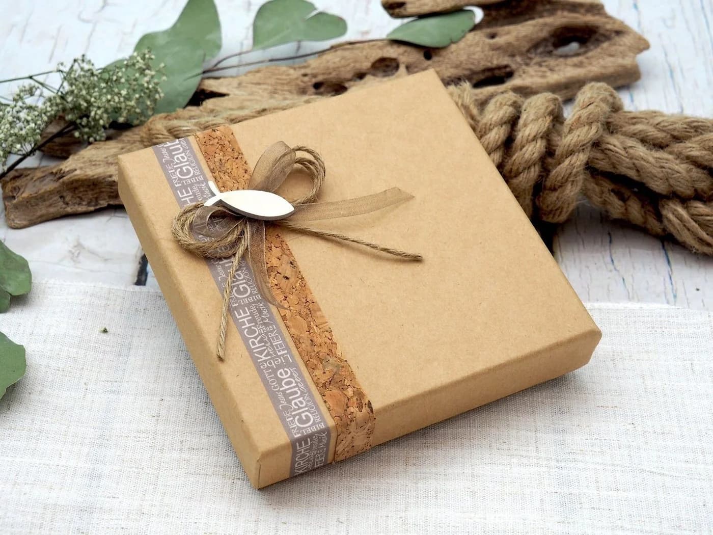 ZauberDeko Geschenkbox Geldgeschenk Verpackung Fisch Natur Taupe
