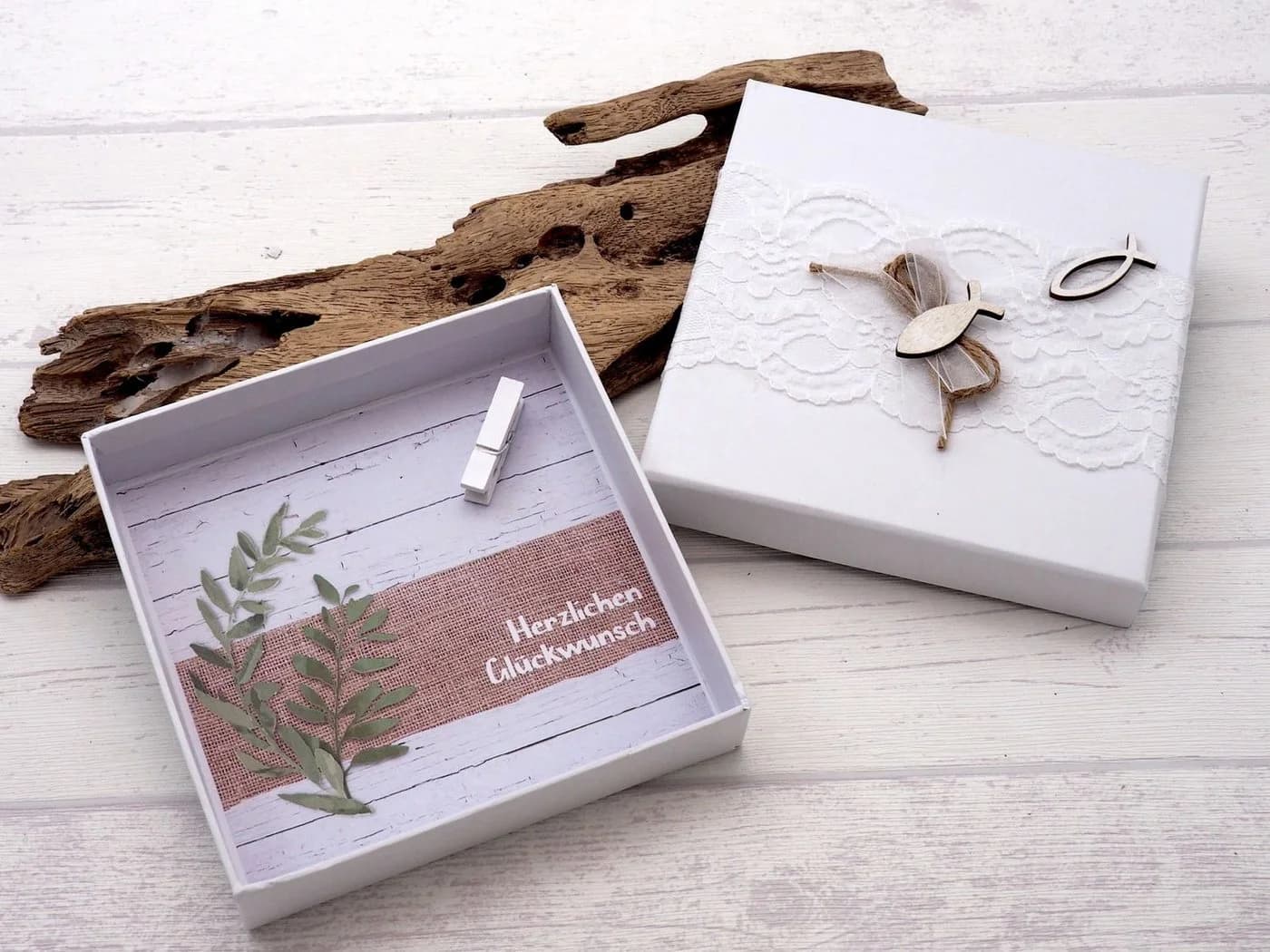 ZauberDeko Geschenkbox Geldgeschenk Kommunion Konfirmation Weiß