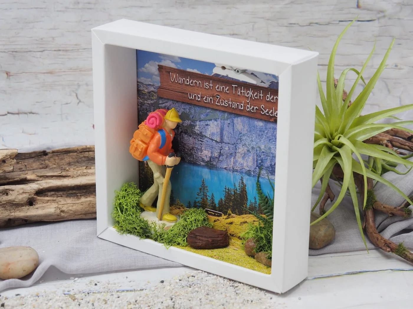ZauberDeko Geschenkbox Geldgeschenk Wanderer Weiß