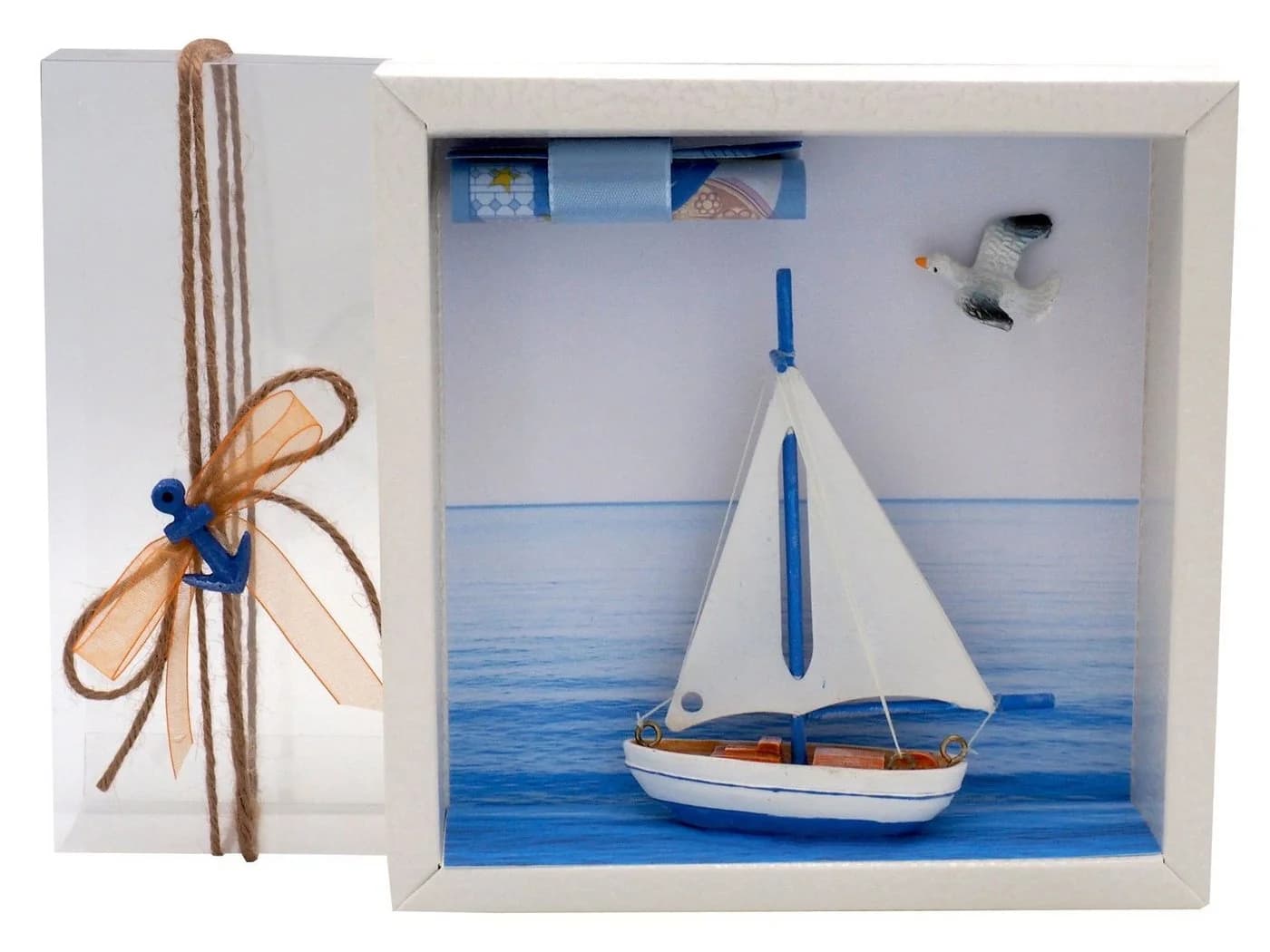 ZauberDeko Geschenkbox Geldgeschenk Segelboot Maritim Beige/Braun