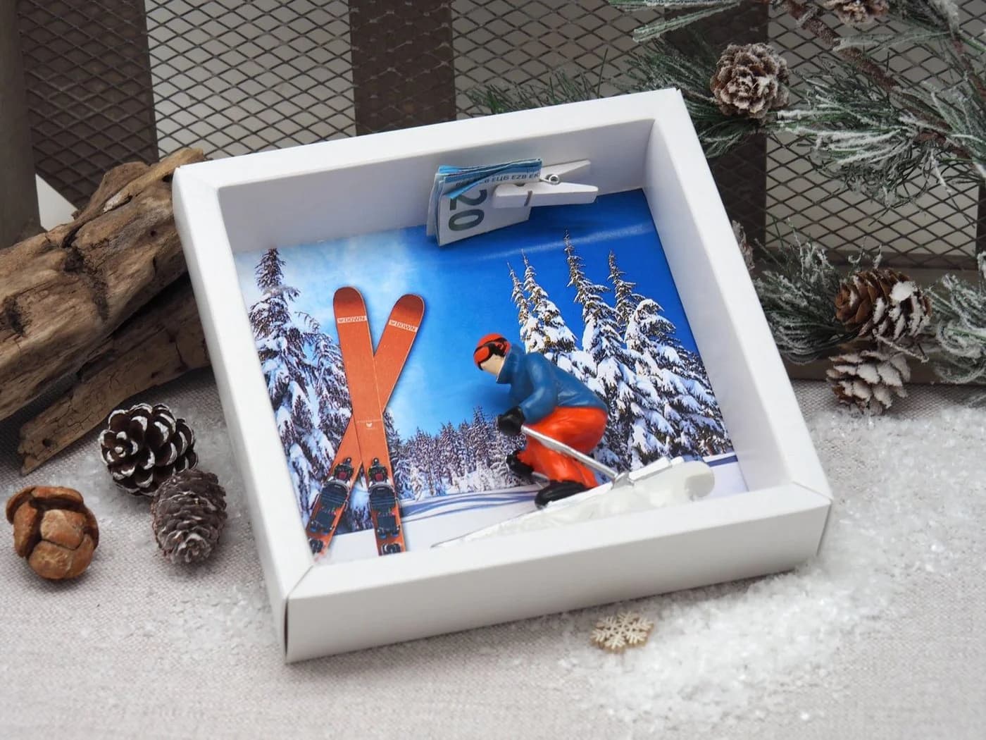 ZauberDeko Geschenkbox Geldgeschenk Ski Fahren Winterurlaub - Bild 3