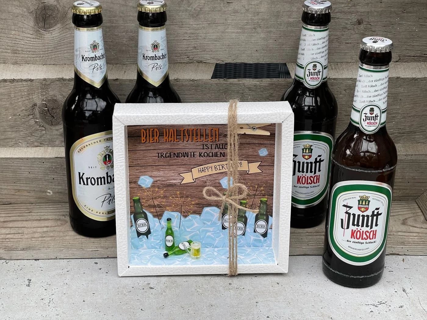 ZauberDeko Geschenkbox Geldgeschenk Bier Männer Beige Transparent