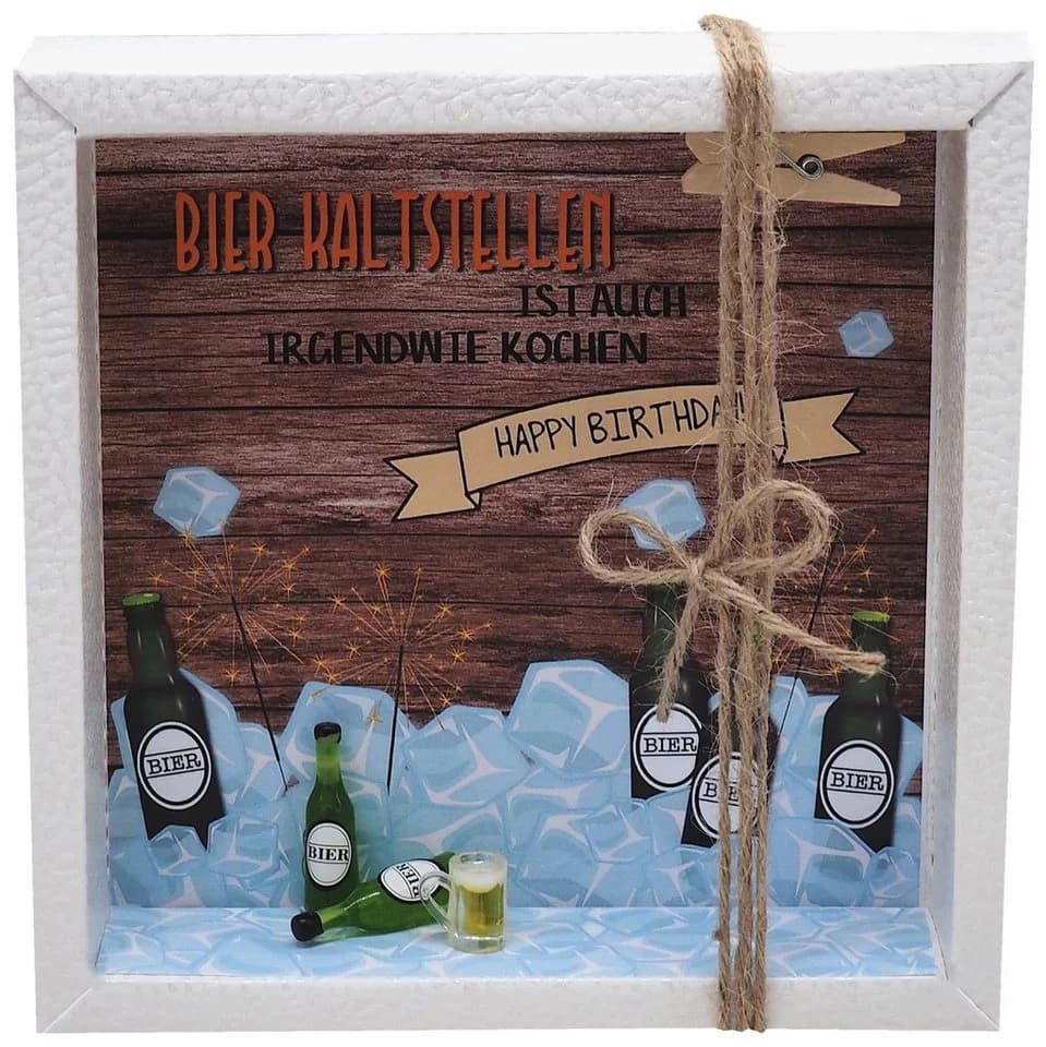 ZauberDeko Geschenkbox Geldgeschenk Bier Männer Beige Transparent - Bild 2