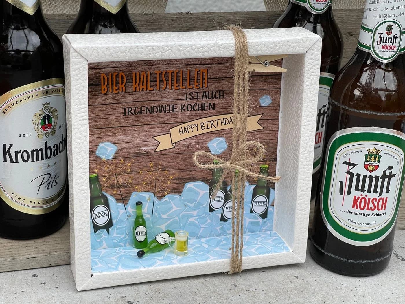 ZauberDeko Geschenkbox Geldgeschenk Bier Männer Beige Transparent - Bild 4
