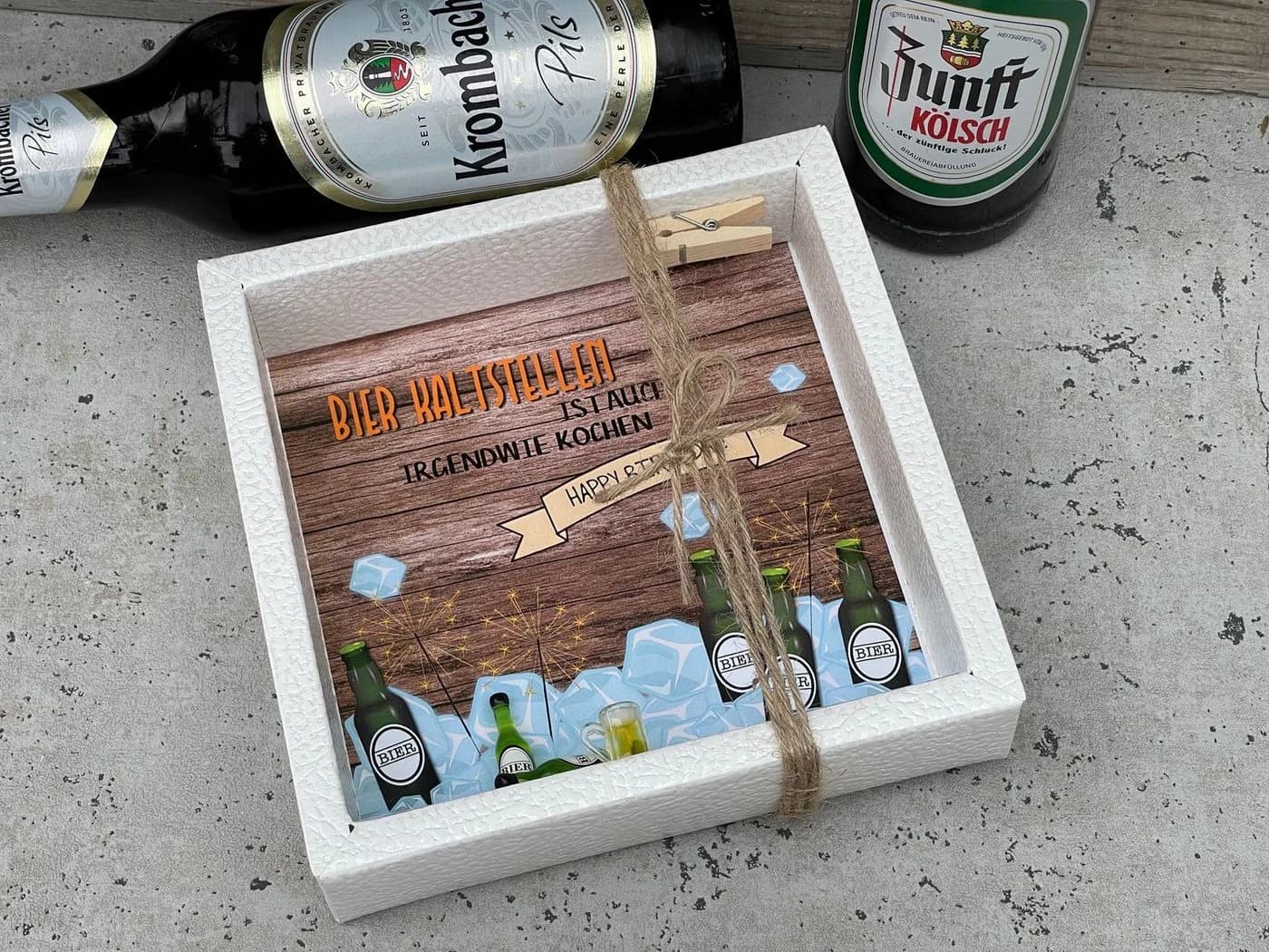 ZauberDeko Geschenkbox Geldgeschenk Bier Männer Beige Transparent - Bild 5